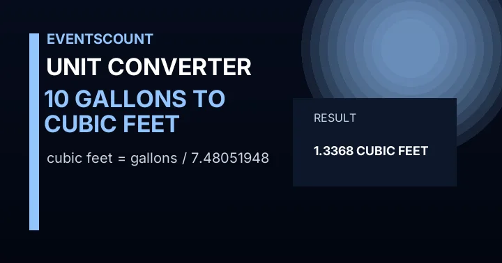 10 Gallons To Cubic Feet