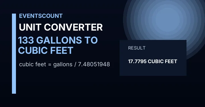 133 Gallons To Cubic Feet
