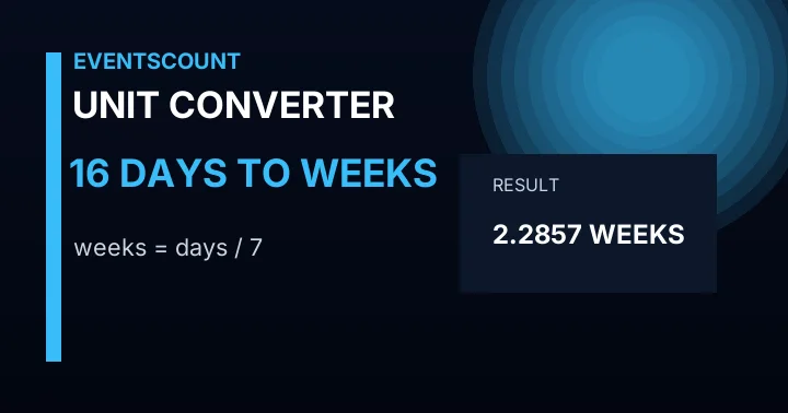 16 Days To Weeks