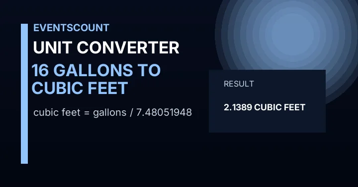 16 Gallons To Cubic Feet
