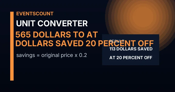 565 Dollars To Dollars Saved At 20 Percent Off