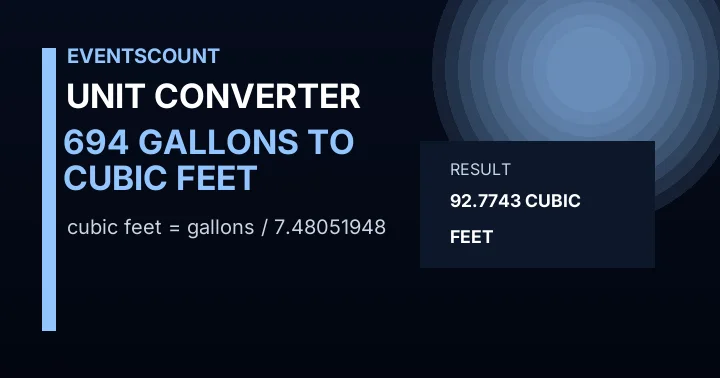 694 Gallons To Cubic Feet
