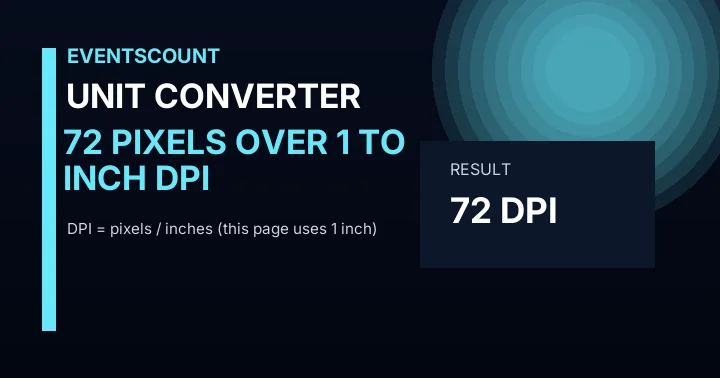 72 Pixels Over 1 Inch To DPI