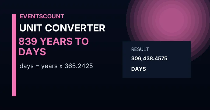 839 Years To Days