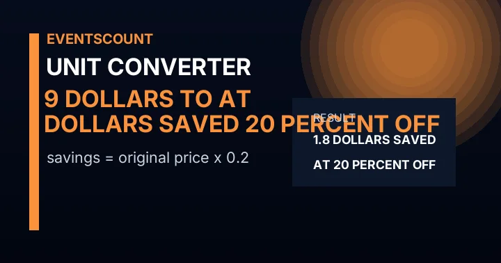 9 Dollars To Dollars Saved At 20 Percent Off