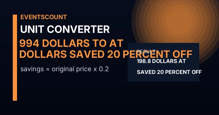 994 Dollars To Dollars Saved At 20 Percent Off